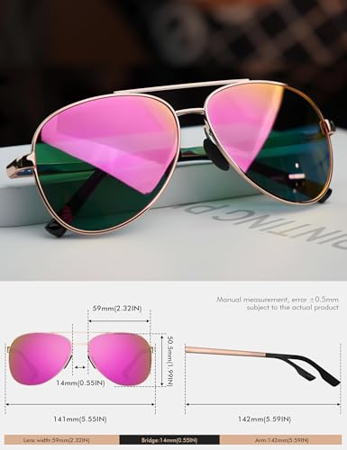 Image of LUENX Aviator Sunglasses for Women Men Polarized Lens Trendy Sun Glasses - UV 400 Protection 60MM with Accessories Driving