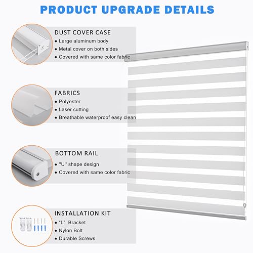 image for JIANGPIN TEXTILE Zebra Blinds for Windows Dual Layer Light Filtering P