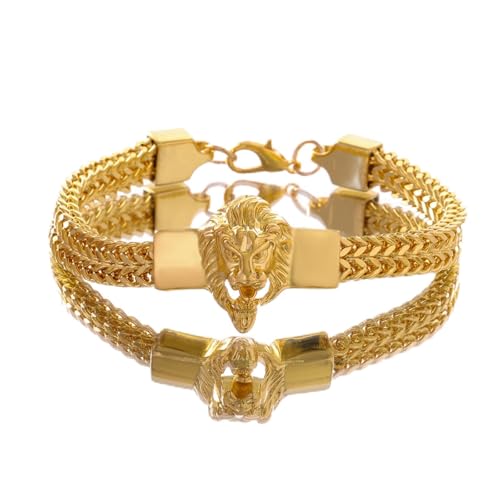 Pulsera de acero inoxidable cabeza de león para hombre miniatura 1