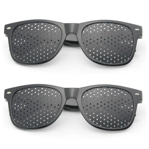 DWJSYXEI Occhiali con foro stenopeico, per esercizi di miglioramento della vista e rilassamento, foro piccolo per alleviare la fatica (nero, 2 pezzi)