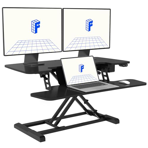 FLEXISPOT Electric Standing Desk Converter 36' Wide Motorized Stand up Riser for Monitor and Laptop,...
