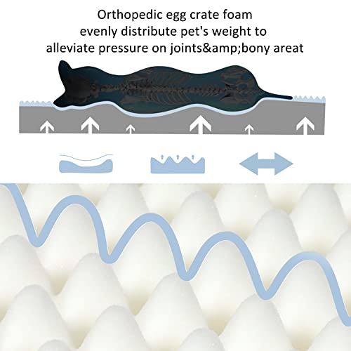 Bedfolks 4\" Thick Orthopedic Dog Bed for Jumbo Dogs, Egg Crate Foam Dog Bed with Lining and Removable Cover, Reversible Washable Dog Mattress for Crate, Dark Grey