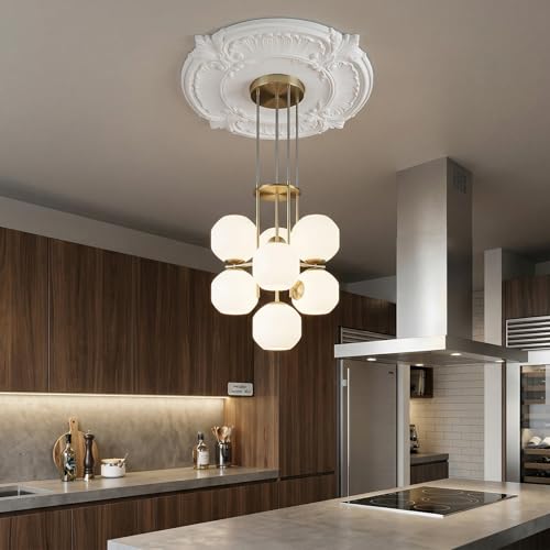 Image of Kenaoeoe 2 Pack White Plain Ceiling Medallion 12 inch OD x 3.5 inch ID PU ecorative Ceiling Fan Medallions for Light Fixtures