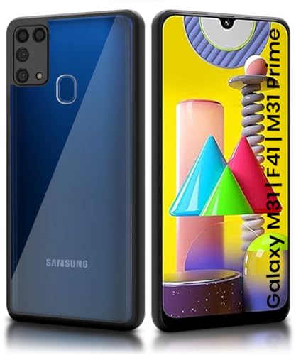 Image of WOW IMAGINE Shockproof Hybrid Back Cover for Samsung Galaxy M31 | F41 | M31 Prime | Hard Slim fit Back Case | PC & TPU | Clear Transparent Case - Black
