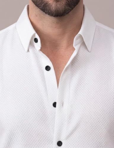 Image of NexaFlair Men's Regular Fit Solid Pattern Laffer Cotton Shirt with Long Sleeve Collared Neck Standard Length and Button Down Closure Type | Mens Casual Shirts | Man's Formal Shirts