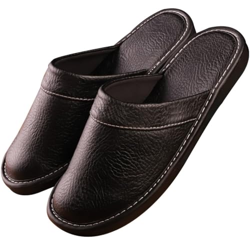 XUEMML Leather Slippers For Men Indoor Outdoor，Pantoufles Mules En Cuir Pour Homme，Couple's Home Indoor Breathable Non-slip Slippers