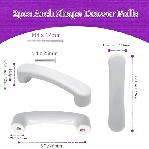 Boutons de commode en forme d'arche céramique blanche 7,6 cm faciles à poser - 5
