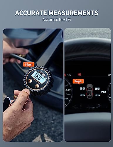 Astroai Atg250 Digital Tire Inflator With Pressure Gauge, 250 Psi Air Chuck And Compressor Accessories Heavy Duty With Rubber Hose And Quick Connect Coupler Car Accessories For 0.1 Display Resolution #TOP1