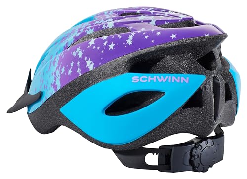 Schwinn Thrasher Kids Bike Helmet, Boys And Girls, Fits 50 - 54cm Circumference, Ages 5-8 Year Olds, Lightweight, Detachable Visor, CPSC Safety Certified, Child, Blue/Purple