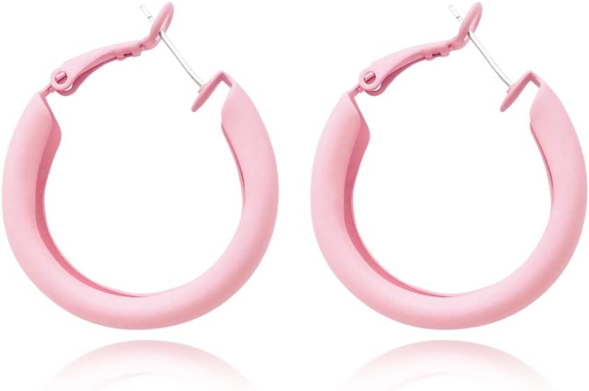 DIYANMMY Retro Fashion Exaggerated Geometric Large Round Pink Hoop Earrings Candy Color Earrings for Woman Girls Party Jewelry