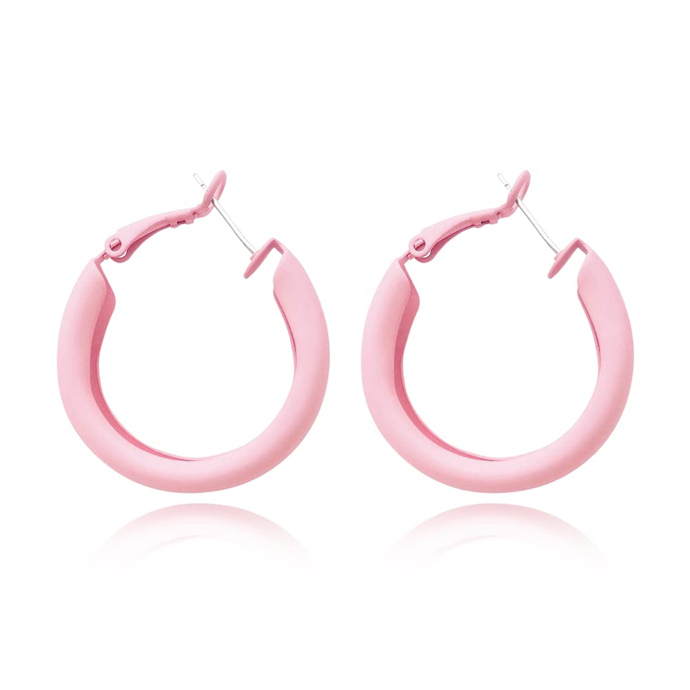 DIYANMMY Retro Fashion Exaggerated Geometric Large Round Pink Hoop Earrings Candy Color Earrings for Woman Girls Party Jewelry