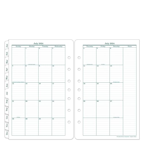 FranklinCovey - Original Two-Page Monthly Calendar Tabs (Classic, Jul 2024 - Jun 2025)