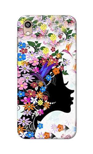 Image of Printed Hard Back Cover Case for Honor 8S | Huawei Y5 2019 Back Cover (Floral Hairstyle Girl) -1803