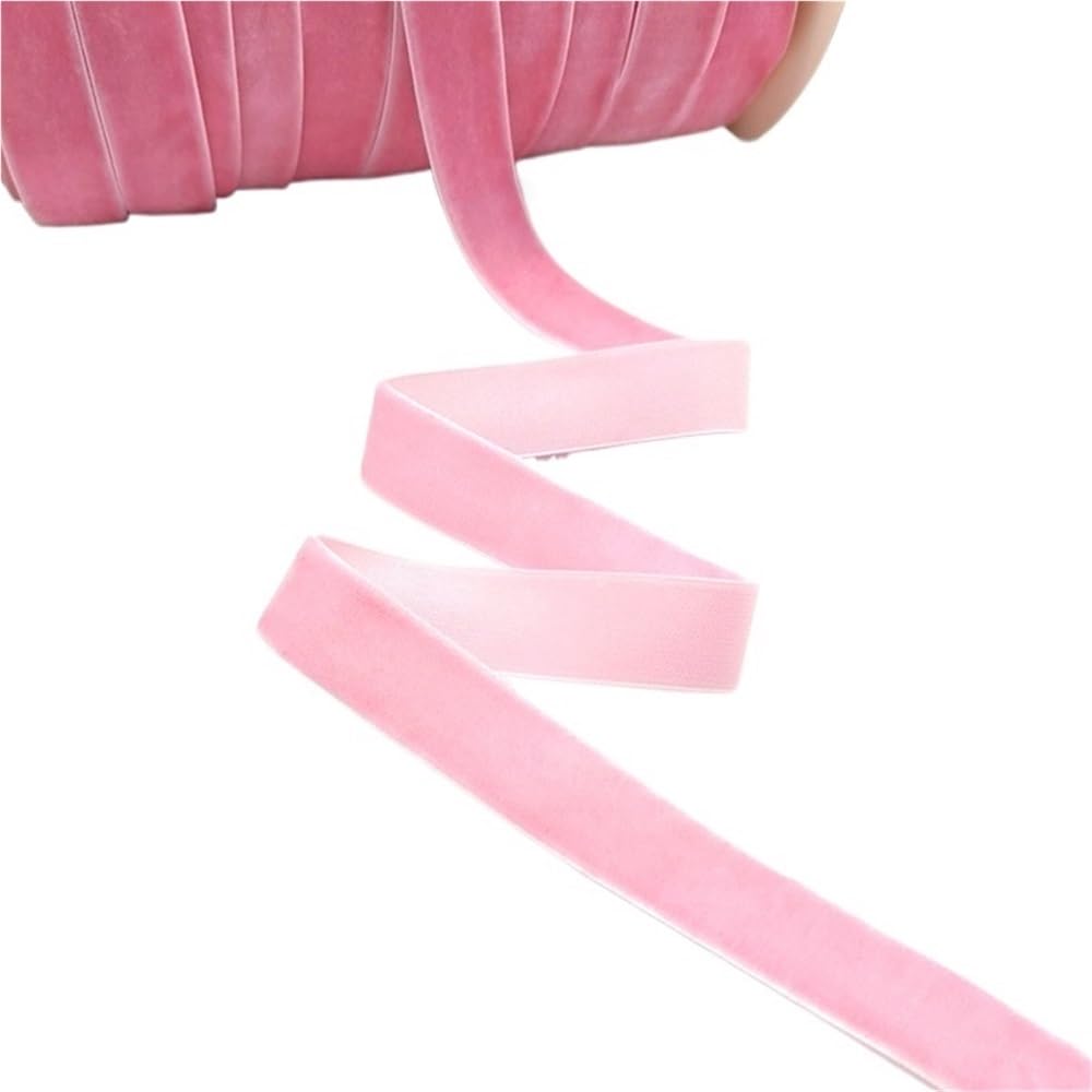 WEITINGKKK Ribbons for Gift Wrapping, Wedding Decor Ribbons 5 Yards Multicolor Velvet Ribbon 6-25mm Handmade Fringe Fabric(Pink,25mm)