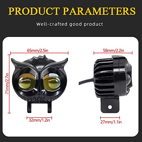 Farol de motocicleta LED | Farol de motocicleta em forma de coruja 40W,Luz de duas cores universal à