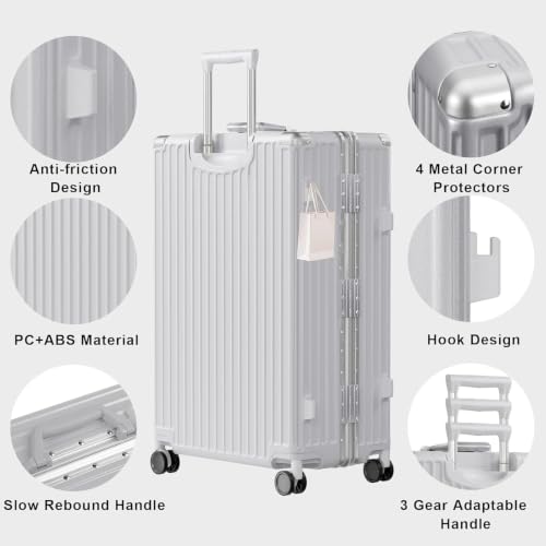 Image of AnyZip Luggage Sets 2 Piece Aluminum Frame Carry On and Checked Suitcase PC ABS Hard Shell TSA Lock No Zipper(Silver, 20 /28)