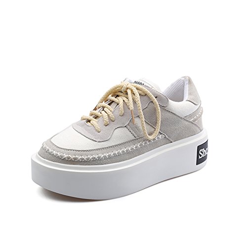 Espadrilles vache daim épaisses chaussures cuir dentelle de loisirs mode