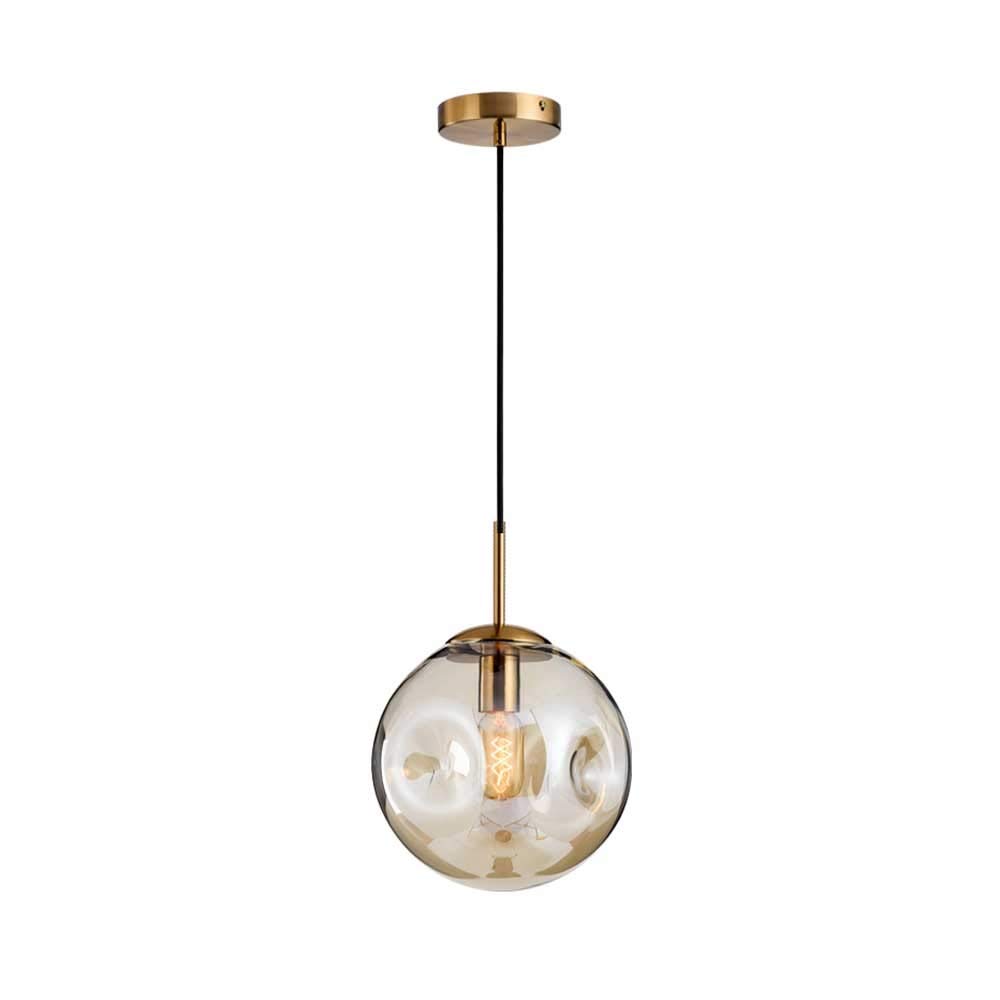 Light hanging light round shade en verre haut de gamme et finitions laiton loft