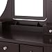 BEWISHOME Vanity Table Set with Mirror & Cushioned Stool Dressing Table Vanity Makeup Table 5 Drawers 2 Dividers Movable Organizers Espresso FST01Z