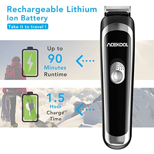 Acekool Haarschneidemaschine, Haarschneider Herren Wasserdicht Bartrimmer Wiederaufladbar Bartschneider mit Präzisionstrimmer und Friseur Cape Kit für Gesicht, Haar, Körper, Ohren und Nase Schwarz - Image 4
