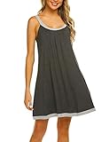Ekouaer Tank Sleepdress Ladies Short Sleepwear Nightgowns Pleated Sleeveless Nighties Teens (D.Grey Textile,Small)