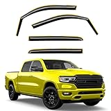 Deejecsun in-Channel Window Rain Guards Fit for Dodge RAM 1500 Crew Cab (New Body Style Includes TRX) 2019-2026 Rain Guard Extra Durable Window Deflectors Vent Visors Vent Shades Truck Accessories
