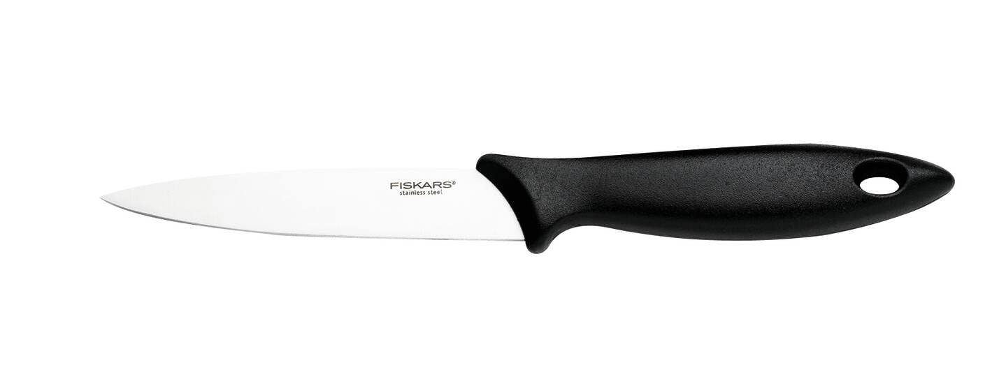 Fiskars paring knife, Essential, total length: 22 cm, stainless steel / PP plastic, black, 1065568