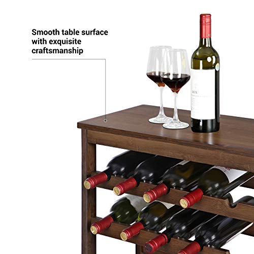 Songmics 42-Bottle Wine Rack Free Standing Floor, 7-Tier Display Wine Storage Shelves With Table Top, Bamboo Wobble-Free Bottle Holder For Kitchen Bar Dining Room Living Room, Walnut Color Ukwr27Wl #TOP3