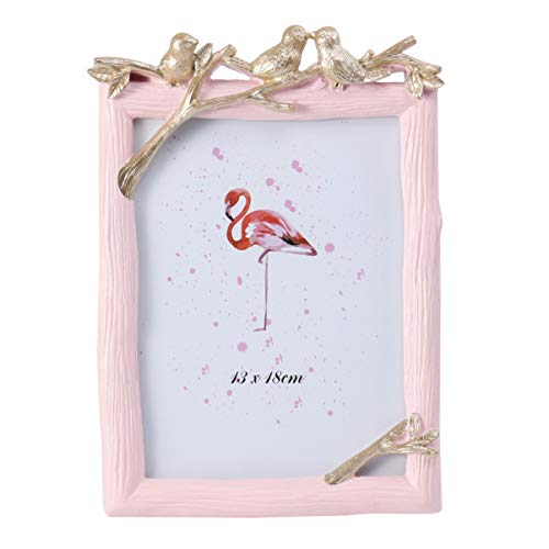 Cadre photo flamant rose en verre et résine finitions créatives 7 pouces