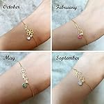 Birth Flower Bracelets, 14K Gold Plated Birth Month Floral Birthstone Charm Bracelets Wildflower Birthflower Jewelry Birthday Gifts for Women - Image 5