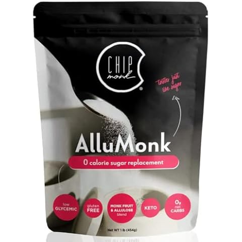 ChipMonk AlluMonk - Allulose and Monk Fruit Sweetener Blend - Keto, Diabetic & Paleo Friendly - Zero Calorie, Zero Carb, Granulated Natural Sugar Substitute - Gluten Free, Vegan Cover