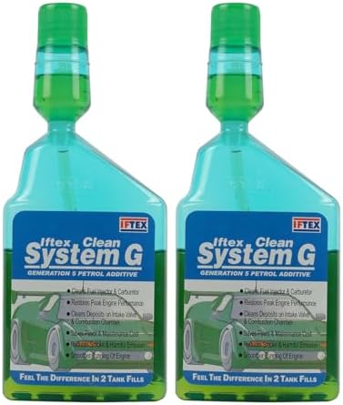 IFTEX® Clean System G Petrol Additive for All Petrol Cars (400 ml) Treats 400 L Petrol/e 20 Petrol Fuel Treatment and Injector Cleaner for Cleaning deposits & Mileage Improvement (200 ml Pack of 2)