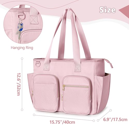 Bolsa grande para profesoras rosa que soluciona el orden de tu laptop 6