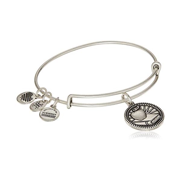 Alex and Ani Occupations Expandable Bangle for Women, Teacher Charm, Rafaelian Silver Finish, 2 to 3.5 in, A18EBTCRS