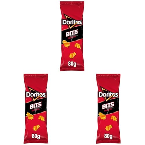 Doritos Bits, Snack de Maíz crujiente con sabor original, Producto de Aperitivo Matutano, bolsa individual de aperitivo, 80 gr (Paquete de 3)