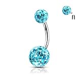 Zestaw 4 piercingów do pępka ALEXANDRIA, kryształowa kula, gwint wewnętrzny, perła, biżuteria, stal chirurgiczna, stal nierdzewna, antyalergiczna, sztanga LOVEPIERCING, Kryształ, Kryształ