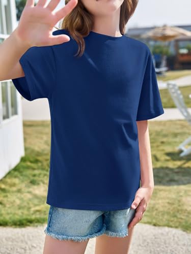 Image of Haloumoning Girls Short Sleeve T-Shirts | Kids, Summer,Girls shirts,Oversized t shirts,Girls T-Shirts,Oversized Tops, Casual Crewneck, Basic Tees 5-14Y