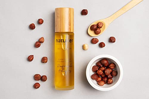 NATUKER COSMETICS | Aceite Corporal Reafirmante Antiestrés | Fórmula Natural | Mezcla de Aceites Vegetales | Hidrata y Regenera | Con Avellanas | Vegano | Fabricado en España | 120ml