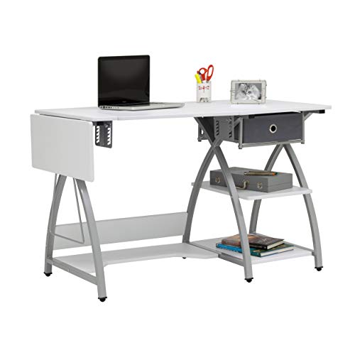 Sew Ready Venus Sewing Center, 56.75" W x 23.5" D x 30" H, Silver/White