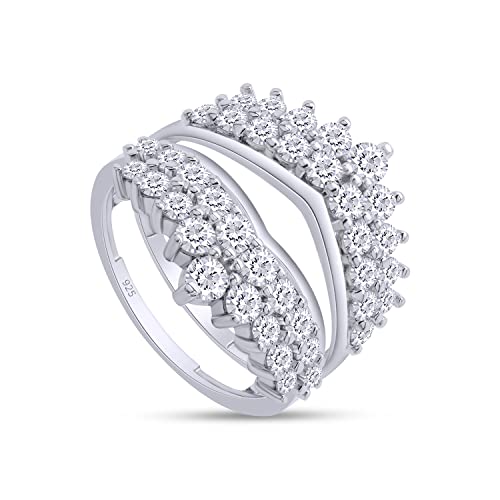 1.90 Carat (ctw) Lab Created Moissanite & Lab Grown Diamond Double Row Solitaire Enhancer Guard Ring For Women In 14K Gold Over Sterling Silver (1.90 Ctw)2