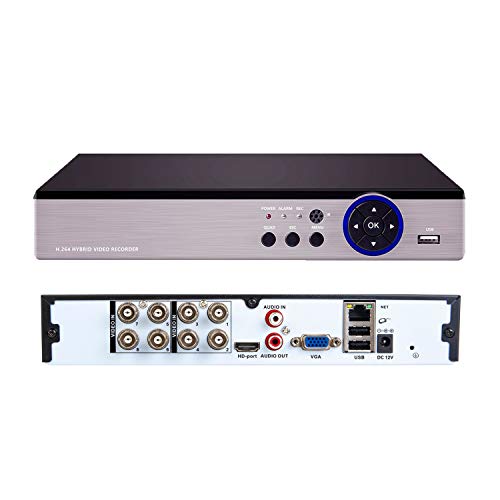Xenocam 8CH 5MP Full HD Hybrid for AHD/TVI/CVI/Analog/Onvif IP DVR H.265 CCTV Video Recorder Motion Detection P2P Remote Phone Monitoring for Home Security Surveillance System Camera (NO HDD)