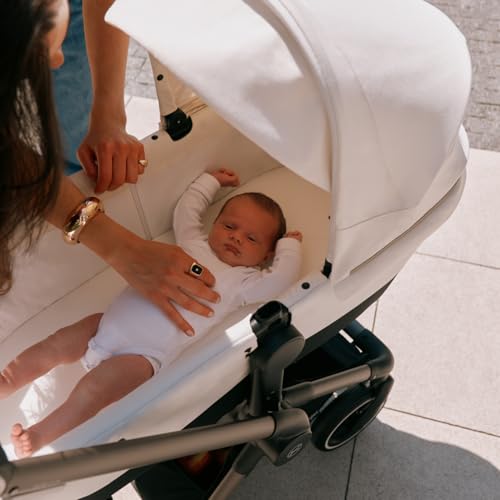 Image of Cybex EOS 2-in-1 Stroller - Bassinet Stroller Converts to Toddler Stroller with One-Hand Recline - Bassinet and Toddler Seat Included, Reversible & Travel System Ready, Moon Black