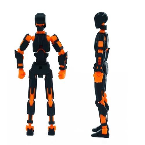 Image of Dummy 13 Action Figure Robot | Fully Articulated 3D Printed Robot Toy | 5.4-inch Collectible Figurine | Matte Finish| Unassembeled (Black-Orange)