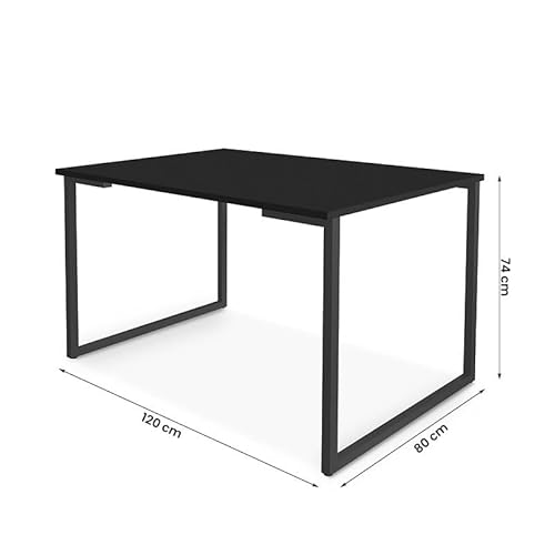 Mesa de Jantar Steel Estilo Industrial Pés de Aço 120x80cm Preto/preto