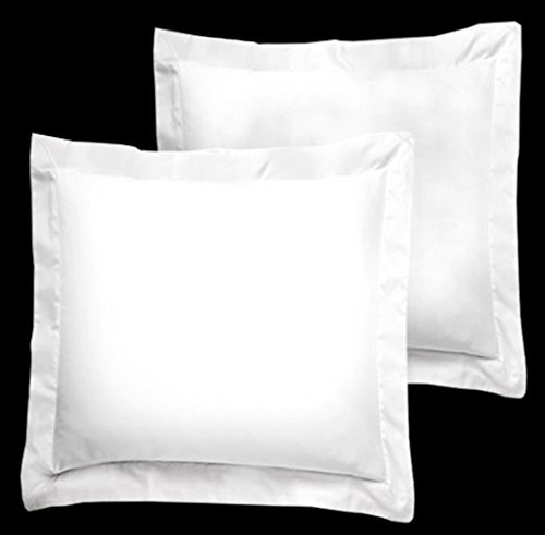The OuTNet Hotel White Solid 600 Thread Count 100% Egyptian Cotton Euro Square 26" x 26" size 2 piece Pillow Shams with Expedite Shipping to USA