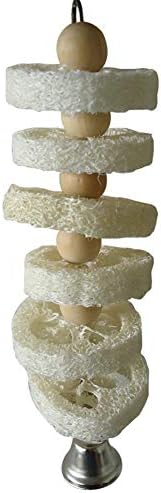 Keersi Natural Loofah Chew Toy for Pet Bird Parrot Macaw African Grey Budgie Parakeet Cockatiels Conure Lovebird Cage Chew Toy