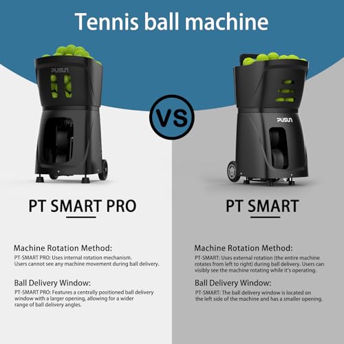 Miniatura 8 de Pusun Pt-Smart Pro-Máquina Lanzapelotas De Tenis Profesional Simulación De Rotación Interna Control App Remoto 20 Puntos 12 Modos De Entrenamiento 4-6 Horas De Batería Negro