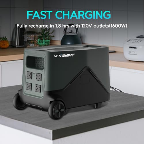 NOVSIGHT 2160Wh Portable Power Station, 120V Lifepo4 Battery Backup with Expandable Capacity, Fast Charging Solar Generator for Home Backup, Power Outage, RVs Camping, Emergencies - Image 5