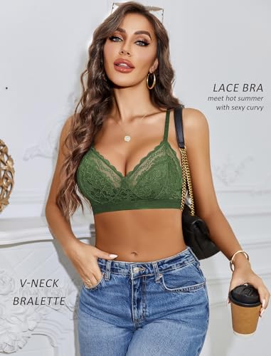 Image of Avidlove Bralettes for Women Lace Racerback Bras Wireless Unlined Bralette Comfy Bra Sexy Lingerie Tops