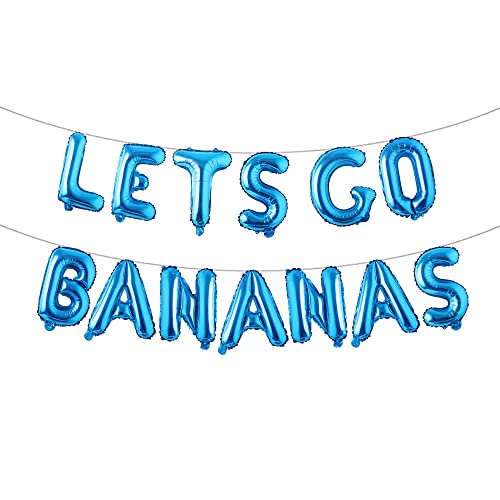 16" Lets GO Bananas Letter Banner Balloons for Tutti Frutti Balloon, Fruit Birthday Party, Twotti Frutti Birthday Decorations, Tutti Fruity Birthday,Gold (GO BANANAS Blue)